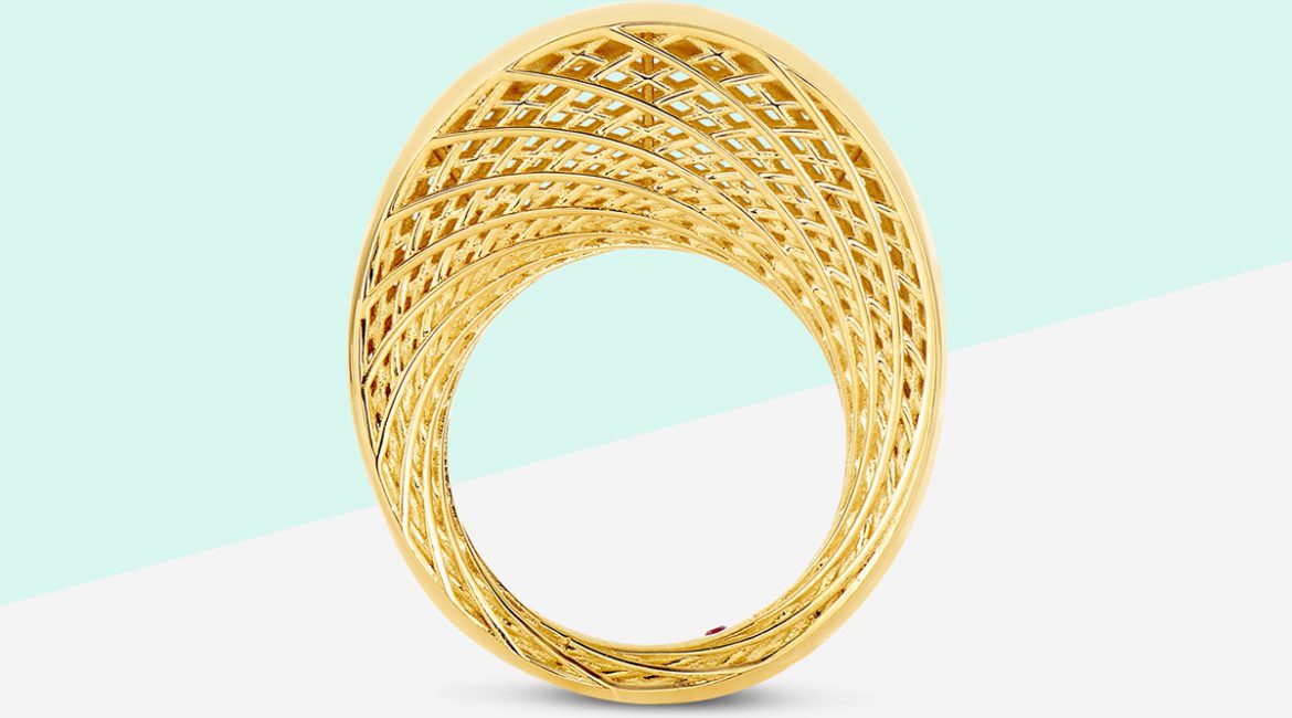 Gold woven dome ring
